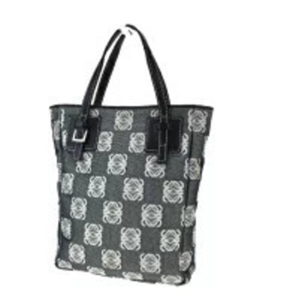Loewe Tote Handbag Gray Canvas Leather